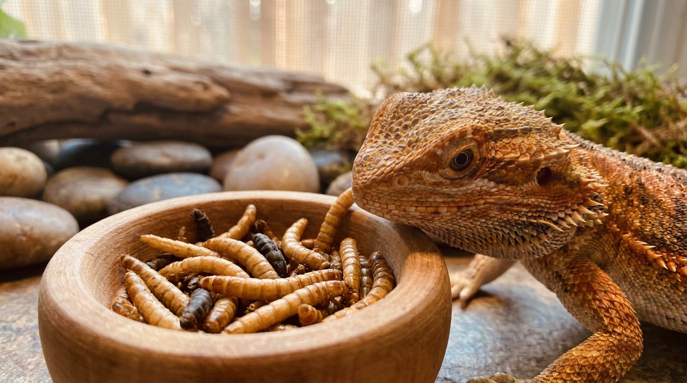 Larves de mouche soldat noire séchées, complément protéiné riche en calcium pour tortues aquatiques et reptiles insectivores