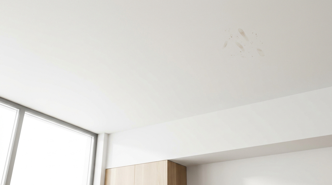 Asticots (larves de mouche) grimpant sur le plafond d'une pièce, en quête d'un endroit sec pour se nymphoser