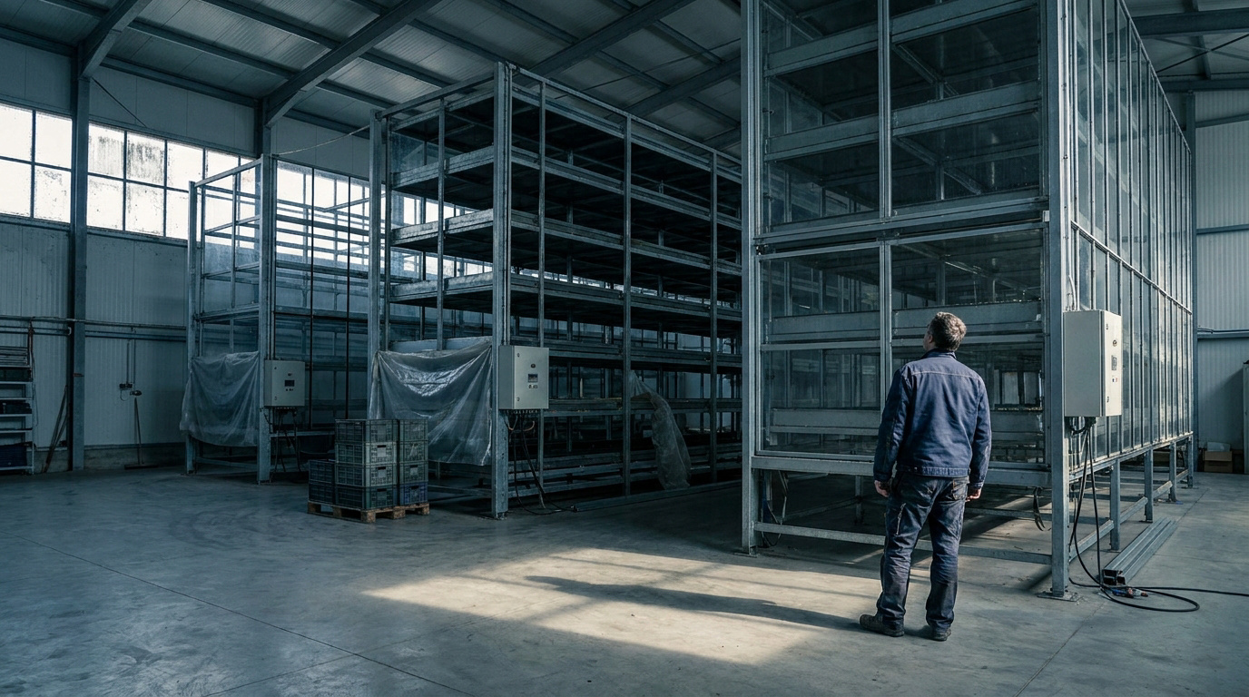 Usine verticale d'élevage de ténébrions pour la production de protéines d'insectes